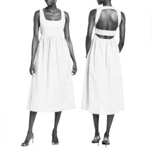 O.P.T. One Pretty Time White MARIABELLA LINEN-BLEND MIDI DRESS Size M